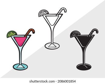 Martini Glass Printable Vector Illustration