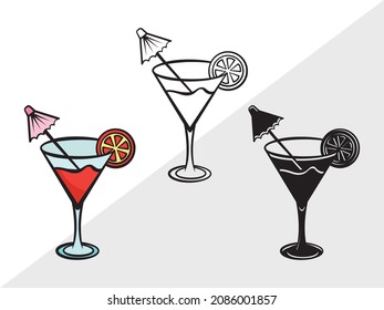 Martini Glass Printable Vector Illustration