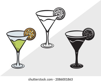Martini Glass Printable Vector Illustration svg