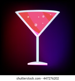 Martini glass with red cocktail icon in cartoon style for any design