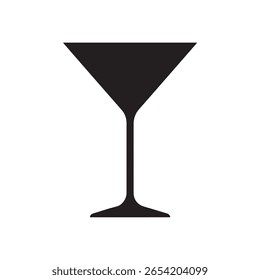 Martini glass silhouette vector Icon flat illustration design