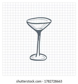 Martini glass. Simple doodle, vector illustration.