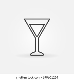 Martini glass simple icon - vector cocktail glass concept sign in thin line style