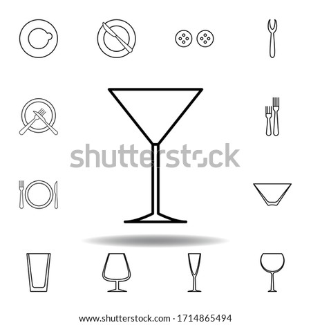 Martini glass, table etiquette icon. Set can be used for web, logo, mobile app, UI, UX on white background