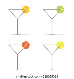 martini glass vector with fruit