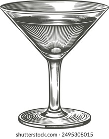 martini glass vector hand drawn sketch illustration