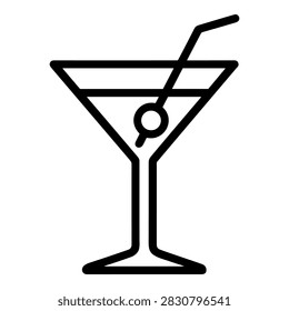 Martini glass vector line icon for cocktails and celebrations