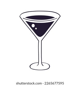 Martini glass, vermouth wine cocktail vector icon.