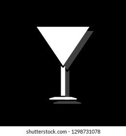 Martini Glass. White flat simple icon with shadow