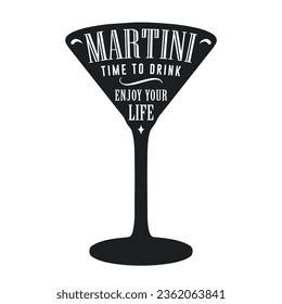 Martini glassful silhouette monochrome sticker for design of books and magazines about alcohol products and cocktails vector illustration