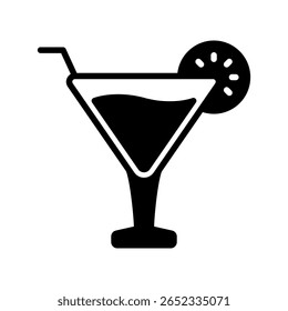Martini glyph icon, mini illustration for relaxation, party, pubs and bars UI, UX kit, app and web development, digital or print.