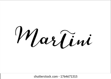 Martini hand lettering vector isolated on white background