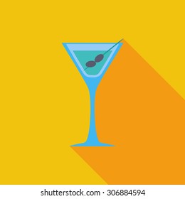 Martini icon. Flat vector related icon with long shadow for web and mobile applications. It can be used as - logo, pictogram, icon, infographic element. Vector Illustration.