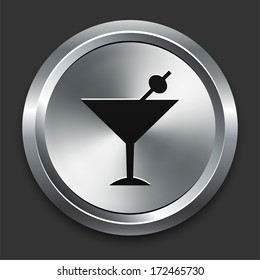 Martini Icon on Metallic Button Collection
