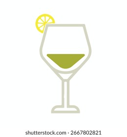 Um ícone de martini em um fundo branco, Uma ilustração desenhada à mão de ícone de martini em um fundo branco