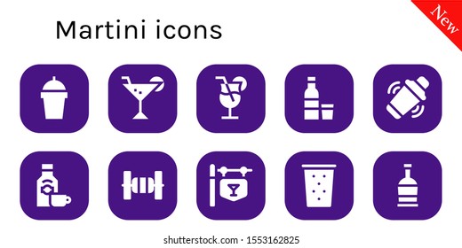 martini icon set. 10 filled martini icons.  Simple modern icons about  - Drink, Cocktail, Vodka, Shaker, Rum, Bars, Bar