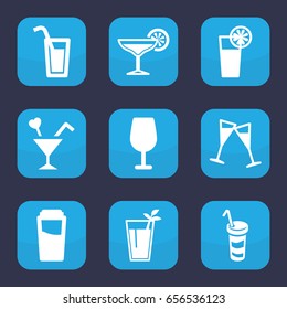 Martini icon. set of 9 filled martini icons such as drink, cocktail, cocktail