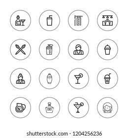 Martini icon set. collection of 16 outline martini icons with bar, bartender, brandy, cocktail, drink, sangria, shaker icons.