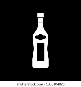 Martini icon. Silhouette Martini alcohol bottle vector icon for web design isolated on black background