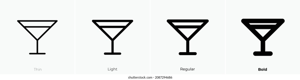 martini icon. Thin, Light Regular And Bold style design isolated on white background