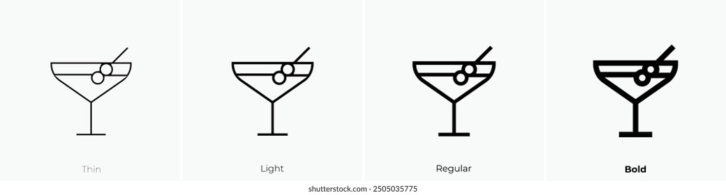 martini icon. Thin, Light Regular And Bold style design isolated on white background