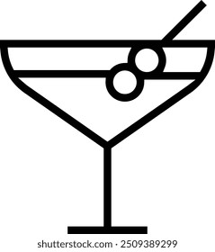 Icono de martini. Diseño de estilo lineal delgado aislado sobre fondo blanco