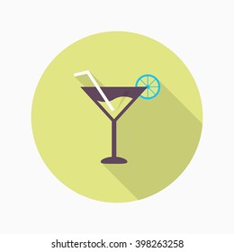 Martini icon , Vector flat long shadow design.