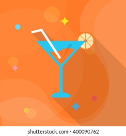 Martini icon , Vector flat long shadow design.