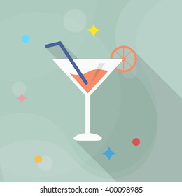 Martini icon , Vector flat long shadow design.