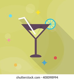 Martini icon , Vector flat long shadow design.