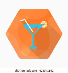 Martini icon , Vector flat long shadow design.