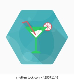 Martini icon , Vector flat long shadow design.