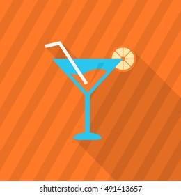 Martini icon , Vector flat long shadow design.