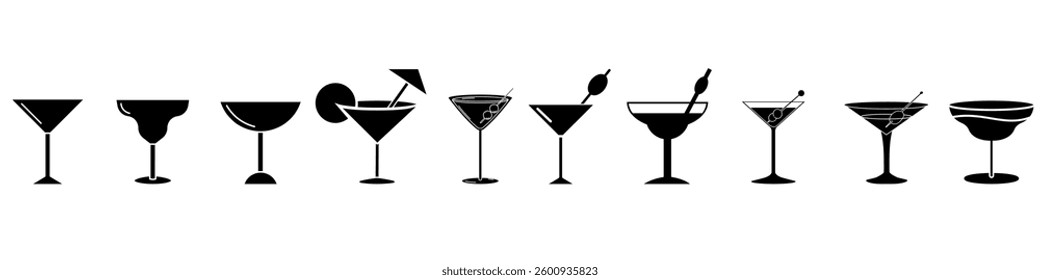 Martini icon vector set. Espresso martini illustration sign collection. Martini glasses symbol or logo.