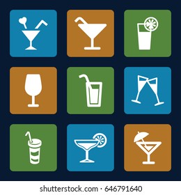 Martini icons set. set of 9 martini filled icons such as cocktail, drink, cocktail