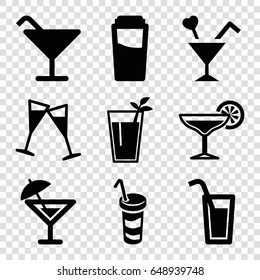 Martini icons set. set of 9 martini filled icons such as drink, cocktail, cocktail