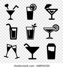 Martini icons set. set of 9 martini filled icons such as drink, cocktail, cocktail