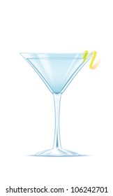 Martini with a lemon slice against white
