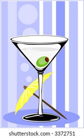 martini with an olive