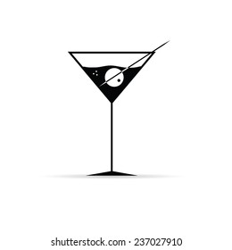 martini con ilustración del vector de oliva
