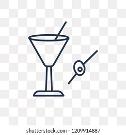 Martini with Olive vector outline icon isolated on transparent background, high quality linear Martini with Olive transparency concept can be used web and mobile