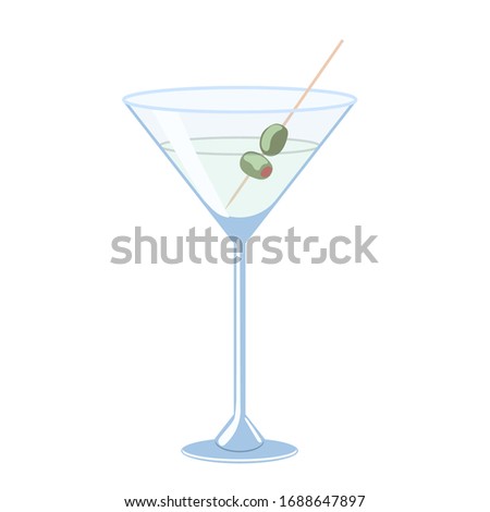 Martini with olives isolate on a white background. Vector graphics.