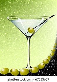 Martini with olives (vector illustration)