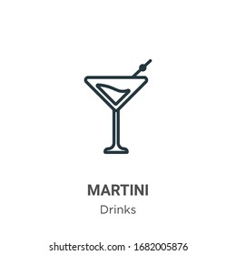 Martini outline vector icon. Thin line black martini icon, flat vector simple element illustration from editable drinks concept isolated stroke on white background
