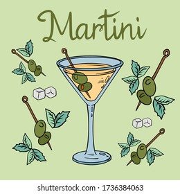 Martini pattern , alcoholic drink illustration