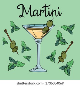 Martini pattern , alcoholic drink illustration