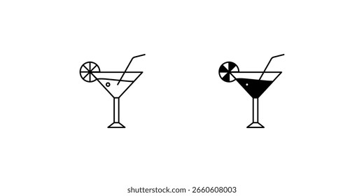ícone de conjunto martini com fundo branco vetor ilustração stock