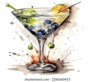 Martini vector glass with multicolor abstract splash
