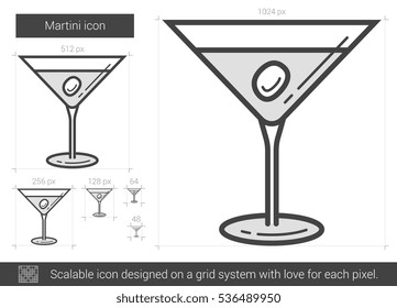 Martini vector line icon isolated on white background. Martini line icon for infographic, website or app. Scalable icon designed on a grid system.