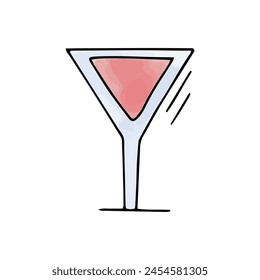 Martini watercolor doodle element. Vector illustration.